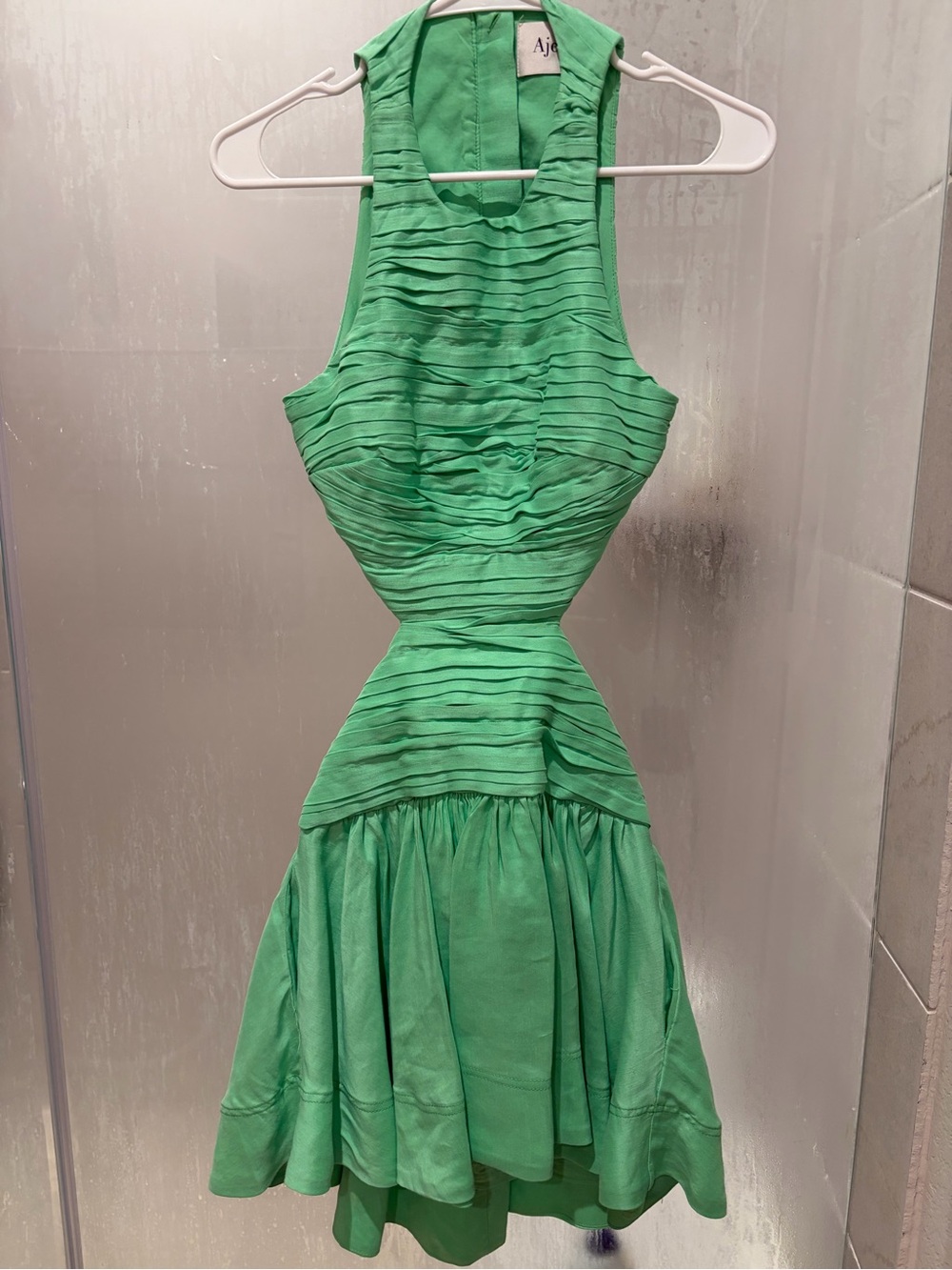 Aje Mint Green Ruched Halter Mini Dress | Size: 4 / XXS
